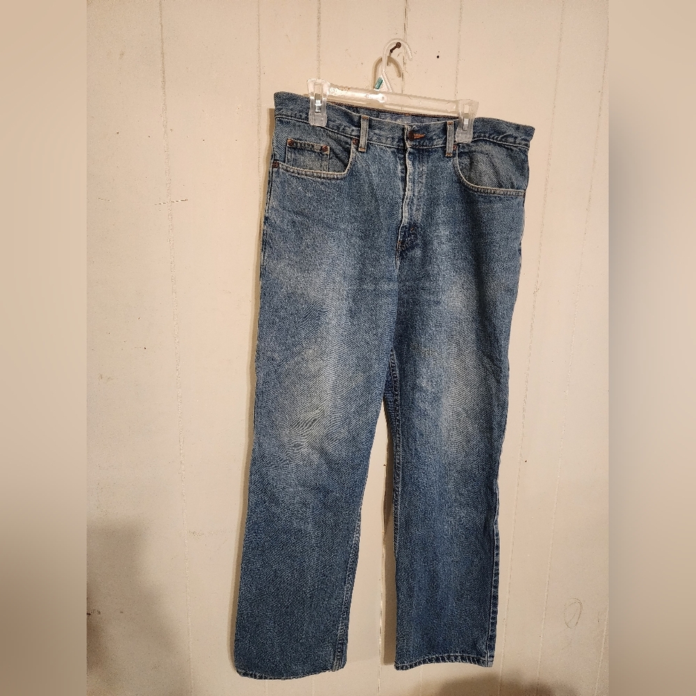 Vintage Eddie Bauer Jeans Mens 35x32 Blue Loose Fit Denim Outdoor 100% Cotton
